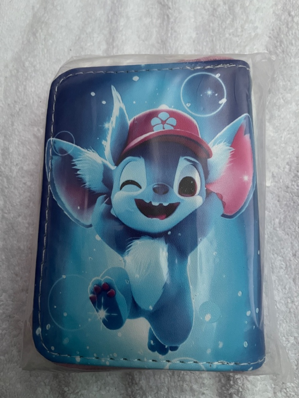 Cute Stitch Cartoon Creature Zip Wristlet Wallet with Red Hat